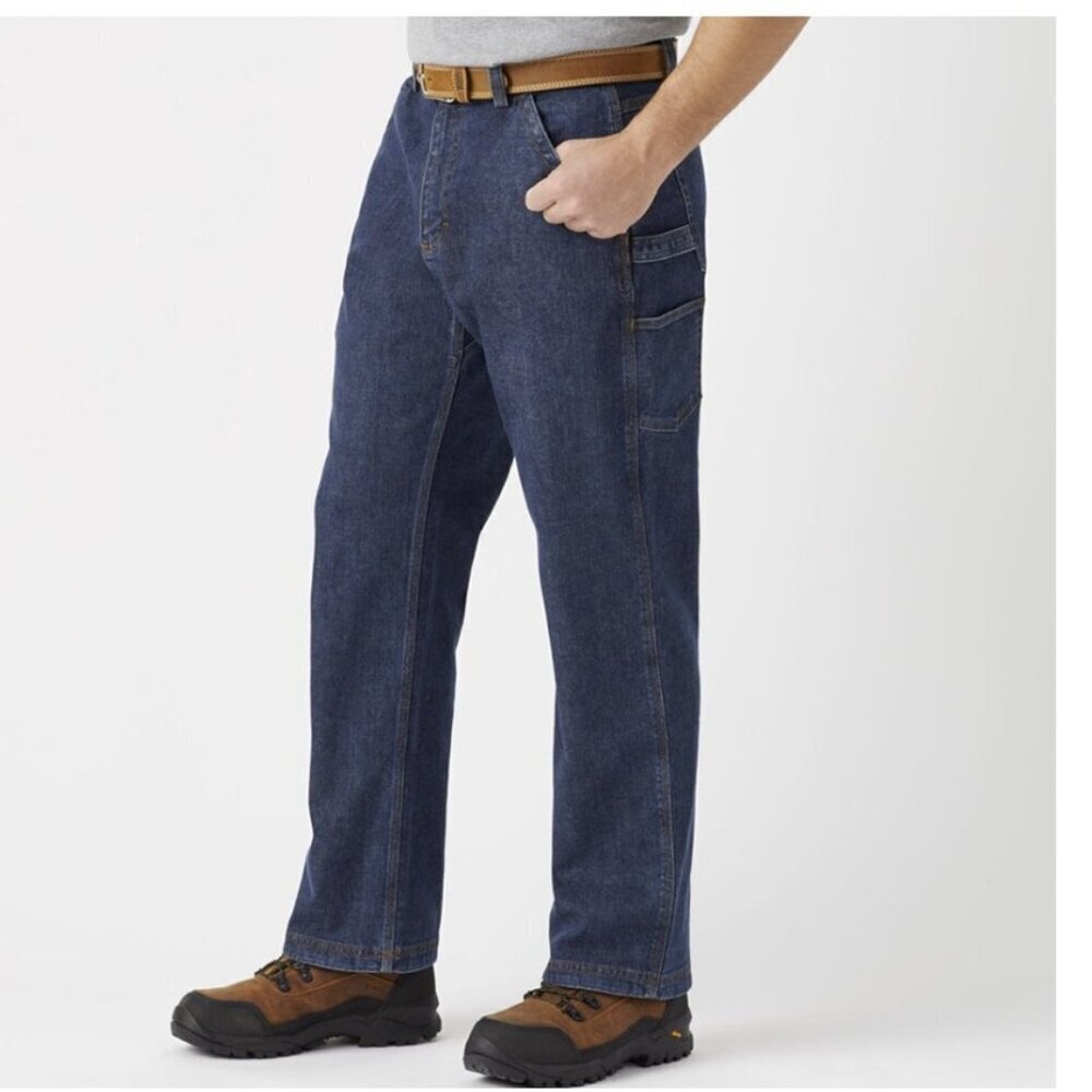 Duluth Flex Ballroom Relaxed Fit Straight Leg Carpenter Denim Cotton Blue Jeans